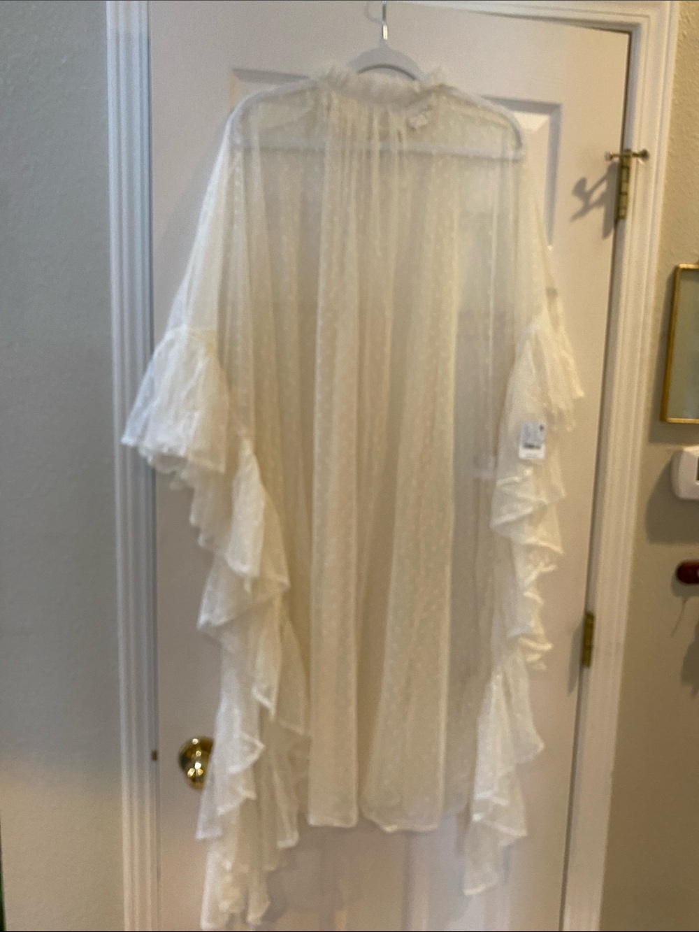 Anthropologie Ivory Sheer Ruffle Midi Dress